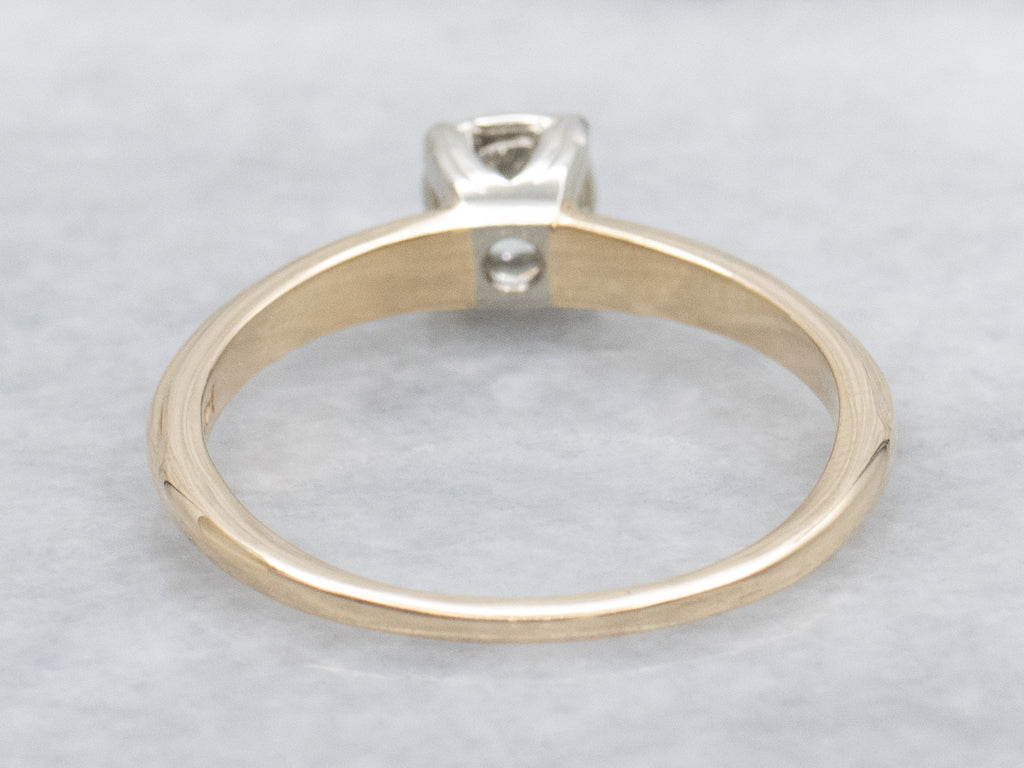 Vintage Diamond Solitaire Two-Tone Engagement Ring