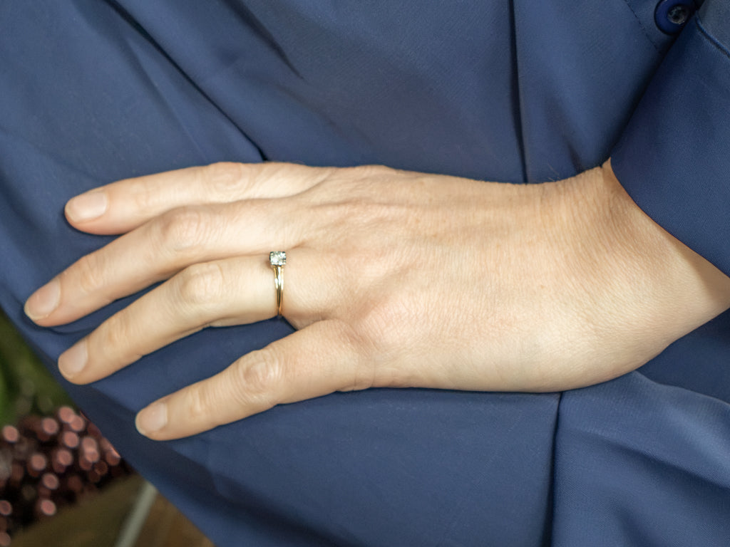 Vintage Diamond Solitaire Two-Tone Engagement Ring
