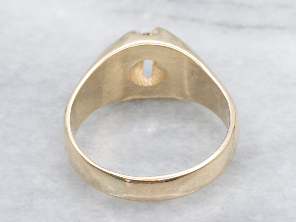 Men's Belcher-Set Old Mine Cut Diamond Solitaire Ring