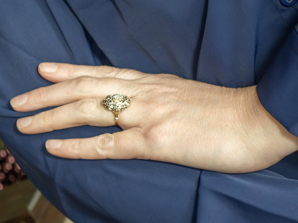 Ornate Round-Brilliant Diamond Filigree Dinner Ring