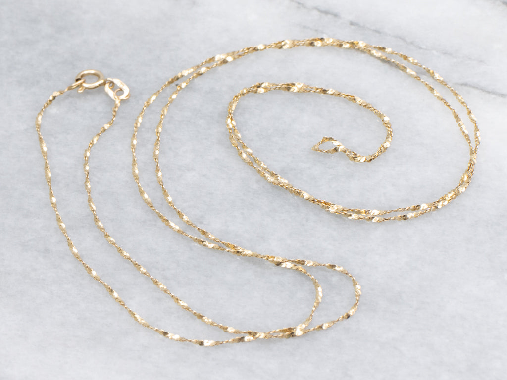 Long Italian Gold Krinkle Link Chain