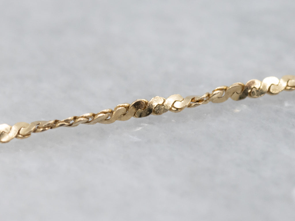 Long Italian Gold Krinkle Link Chain