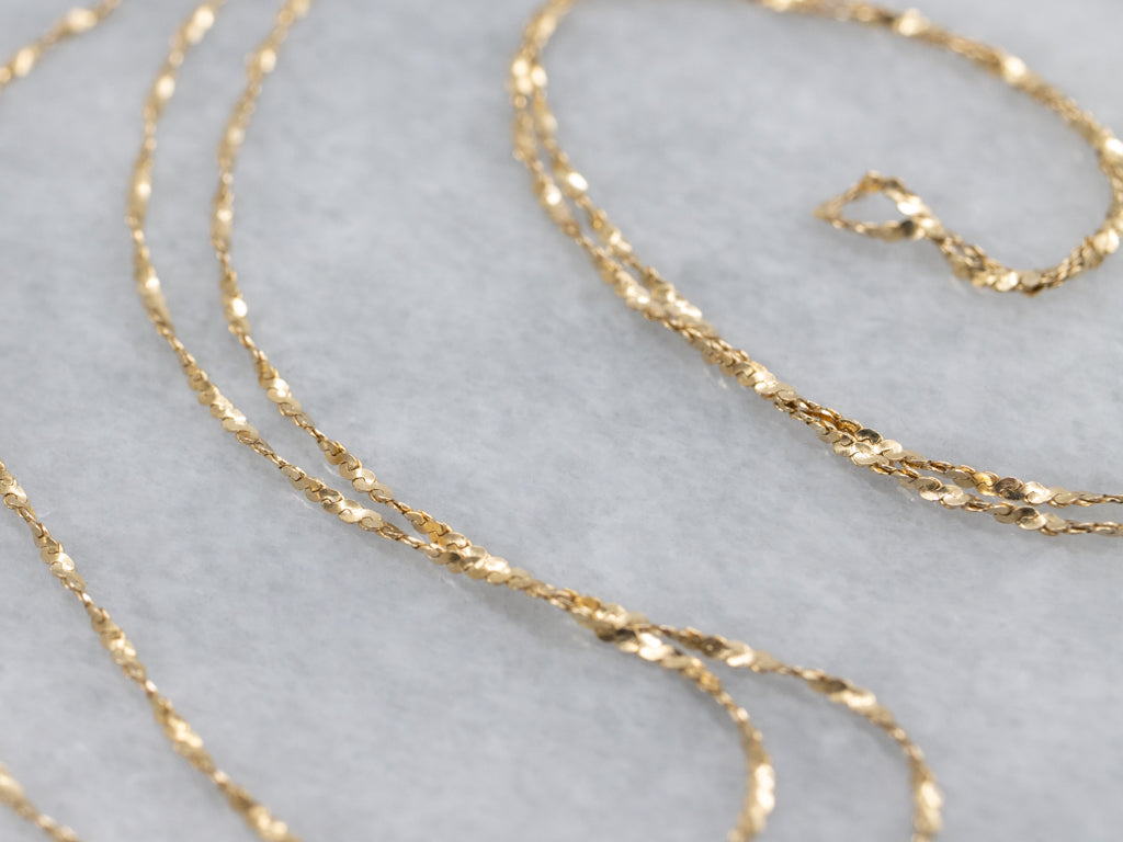 Long Italian Gold Krinkle Link Chain
