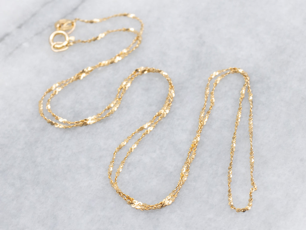Yellow Italian Gold Krinkle Chain with Spring Ring Clasp