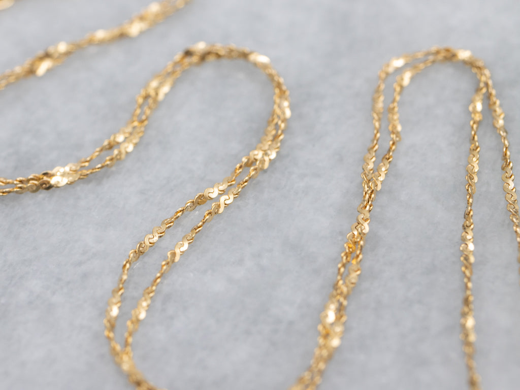 Yellow Italian Gold Krinkle Chain with Spring Ring Clasp