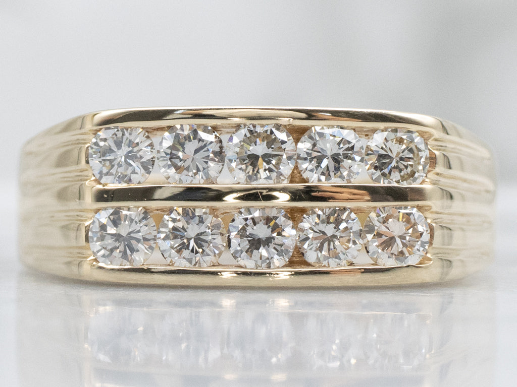 Men's Stacked Double-Row Diamond Band