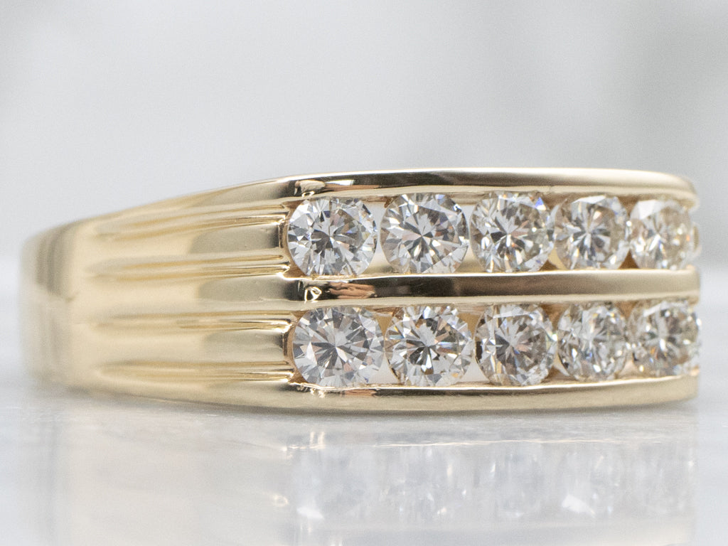 Men's Stacked Double-Row Diamond Band