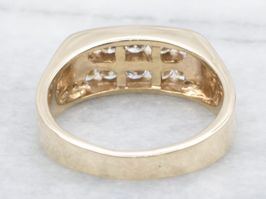 Men's Stacked Double-Row Diamond Band