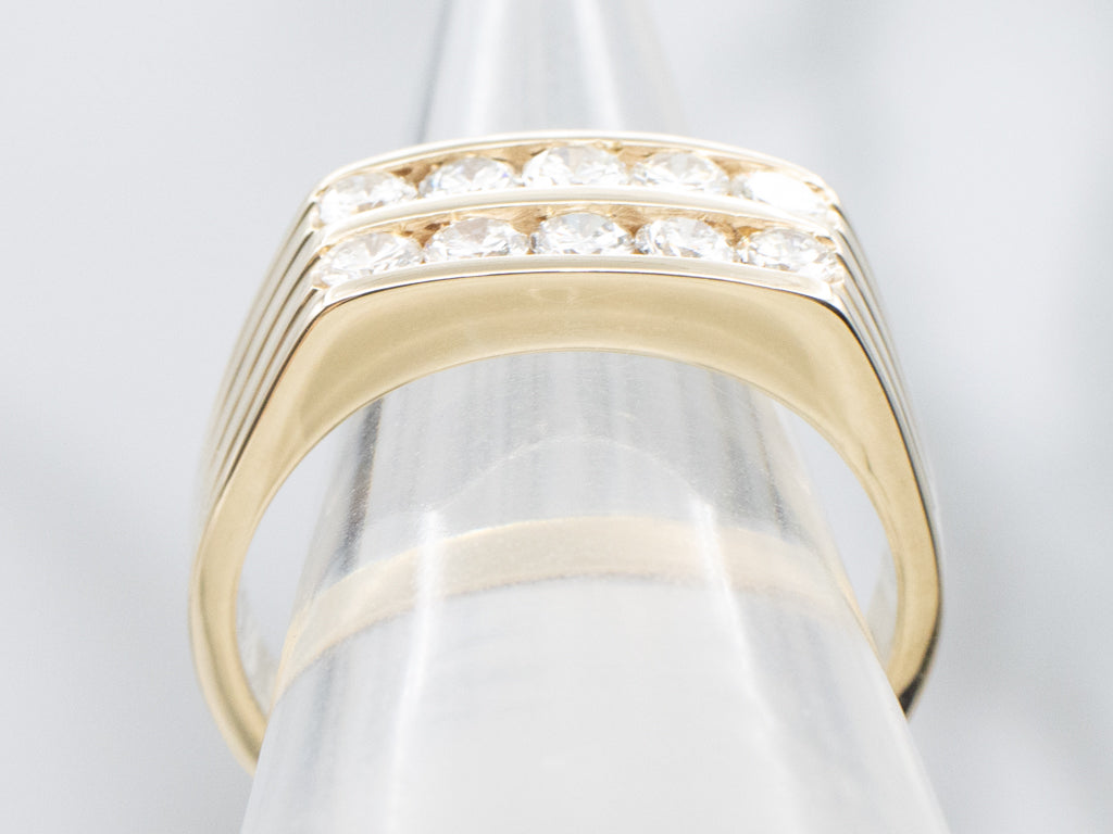 Men's Stacked Double-Row Diamond Band