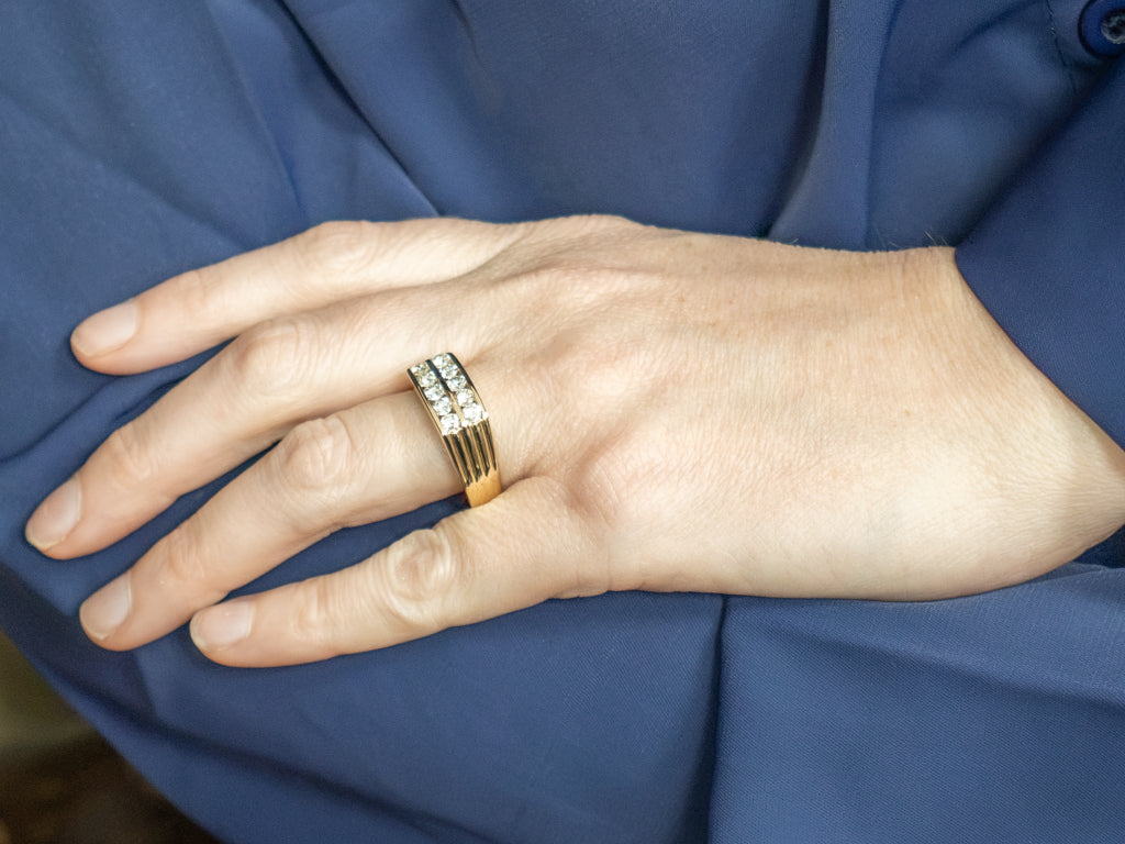 Men's Stacked Double-Row Diamond Band