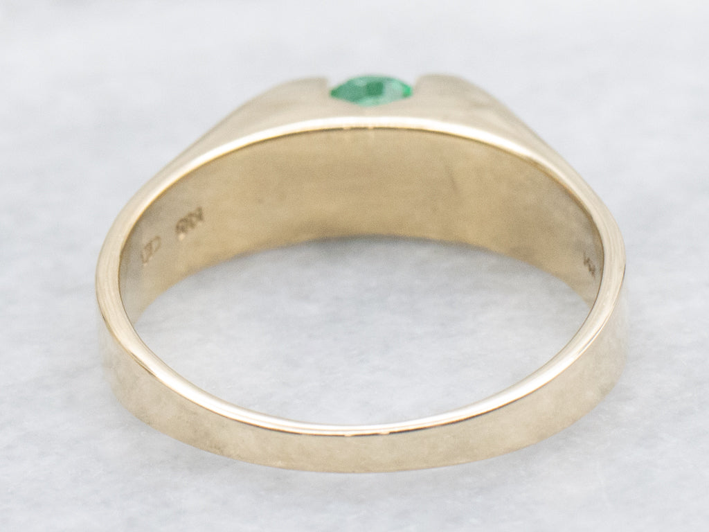 Unisex Yellow Gold Emerald Solitaire Ring