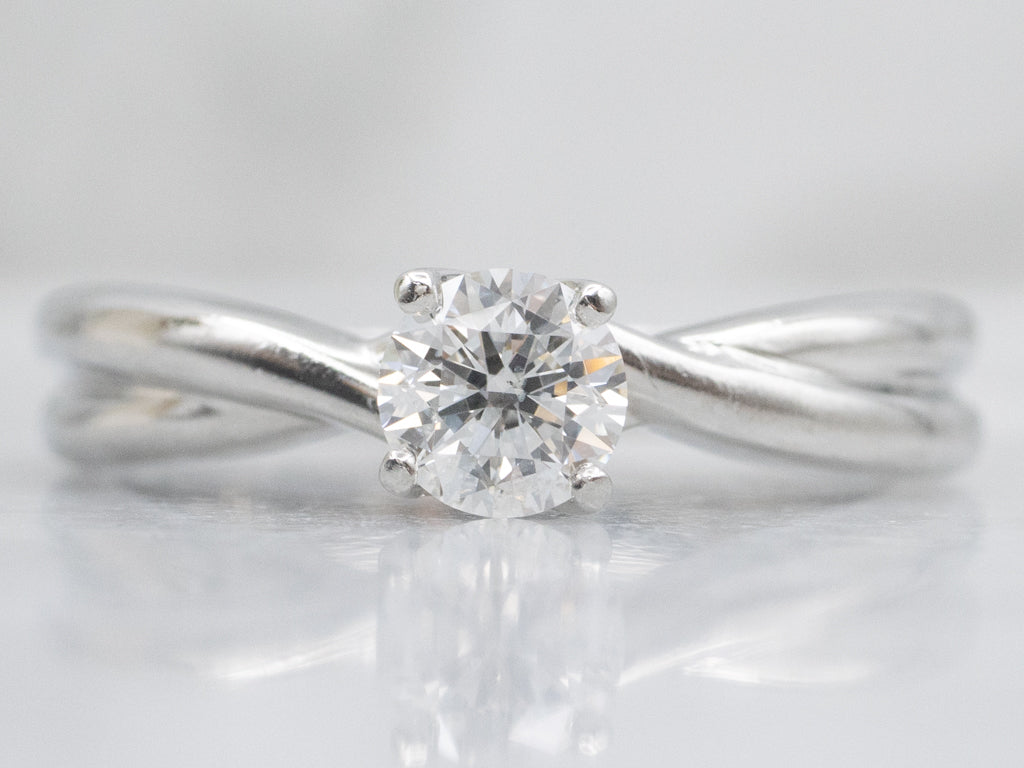 Platinum Twist Brilliant Diamond Solitaire Engagement Ring