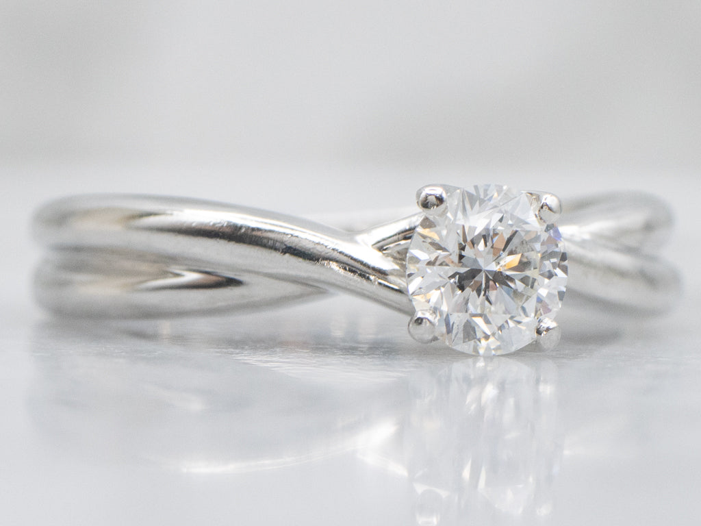 Platinum Twist Brilliant Diamond Solitaire Engagement Ring