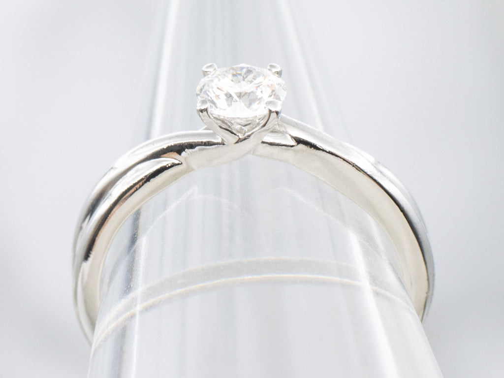 Platinum Twist Brilliant Diamond Solitaire Engagement Ring