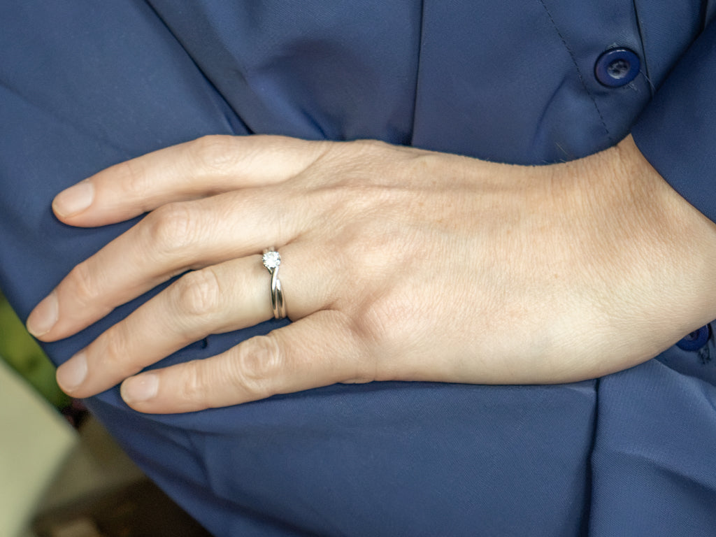 Platinum Twist Brilliant Diamond Solitaire Engagement Ring