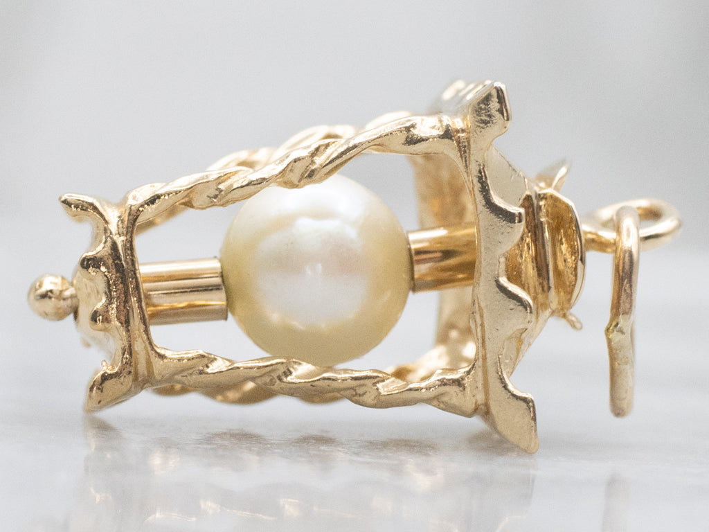Saltwater Pearl Vintage Yellow Gold Lantern Pendant