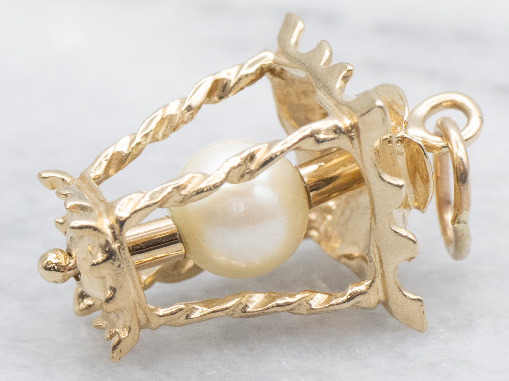 Saltwater Pearl Vintage Yellow Gold Lantern Pendant