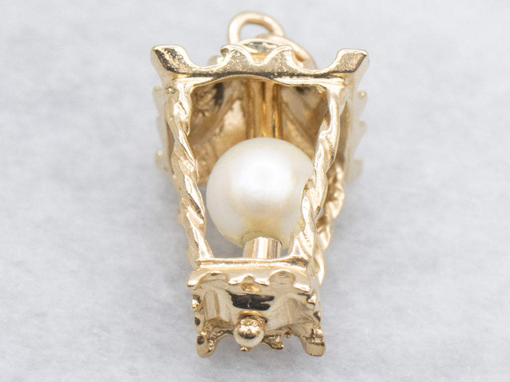 Saltwater Pearl Vintage Yellow Gold Lantern Pendant