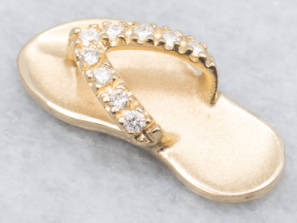 Yellow Gold Diamond Sandal Charm Pendant