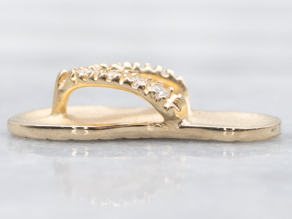 Yellow Gold Diamond Sandal Charm Pendant