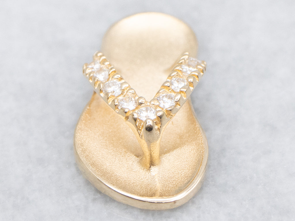 Yellow Gold Diamond Sandal Charm Pendant