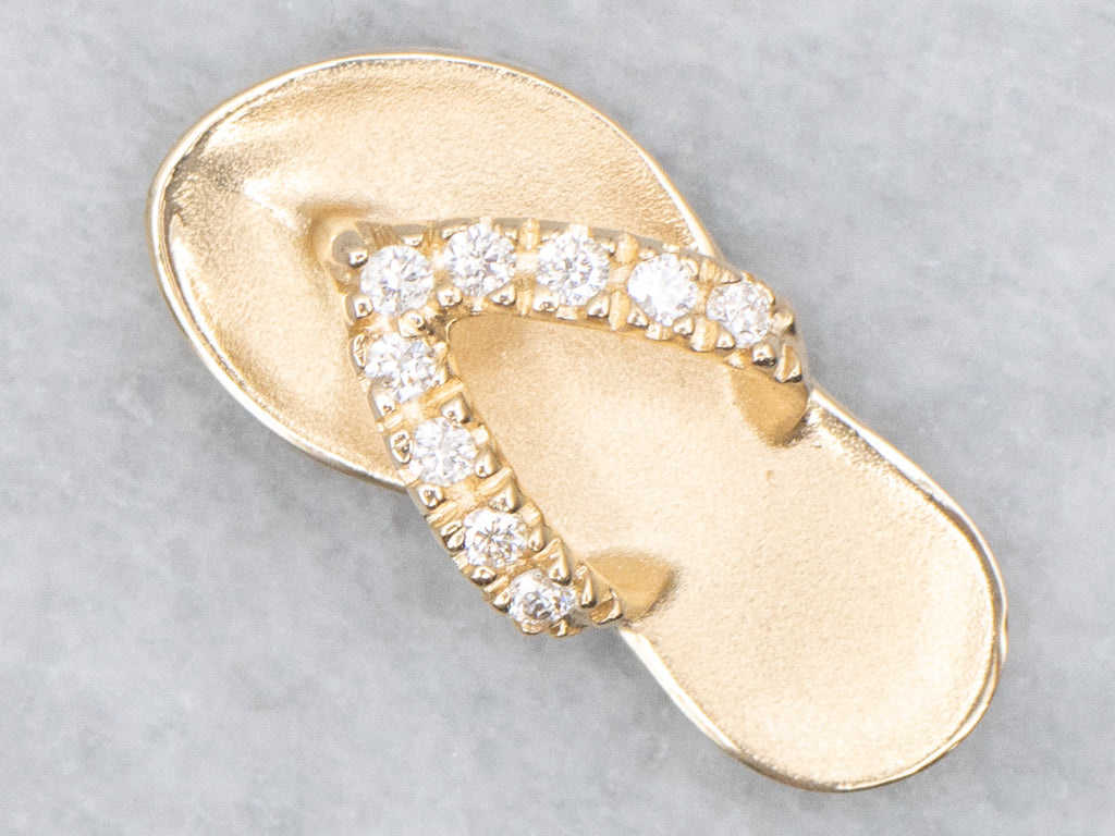 Yellow Gold Diamond Sandal Charm Pendant