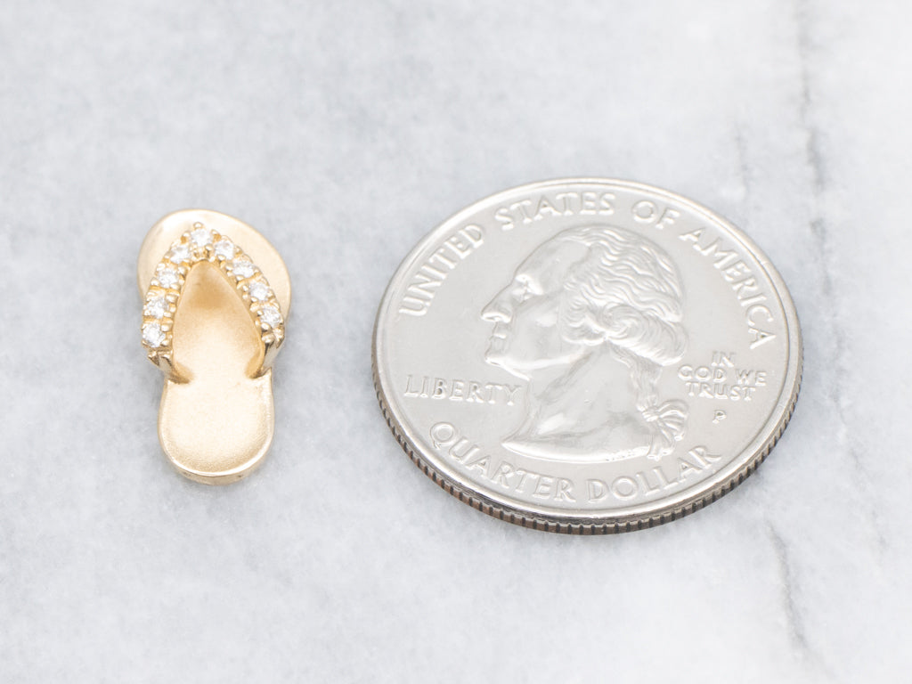 Yellow Gold Diamond Sandal Charm Pendant
