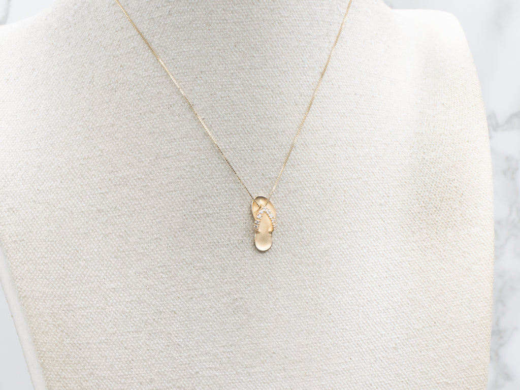Yellow Gold Diamond Sandal Charm Pendant