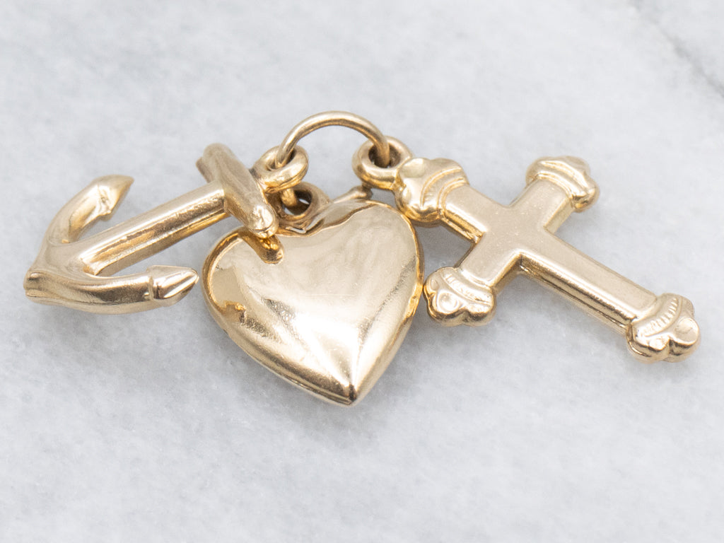 Faith Hope and Charity Gold Charm