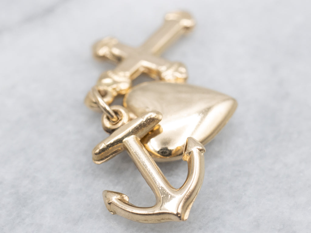 Faith Hope and Charity Gold Charm
