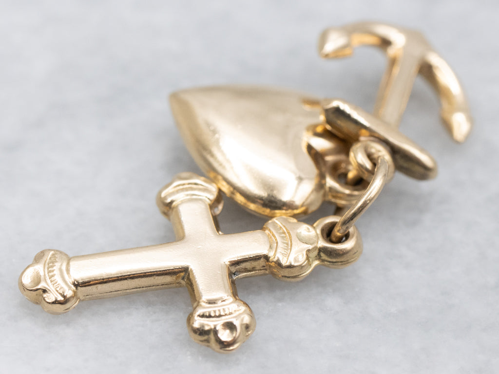 Faith Hope and Charity Gold Charm