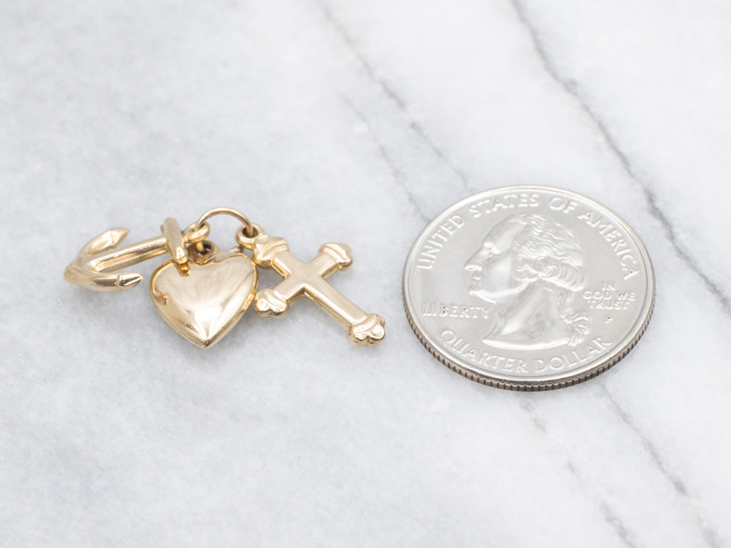 Faith Hope and Charity Gold Charm
