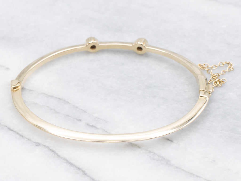 Polished Gold Bezel-Set Diamond Bangle Bracelet