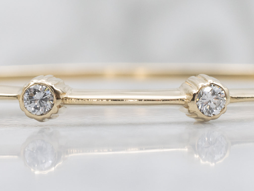 Polished Gold Bezel-Set Diamond Bangle Bracelet