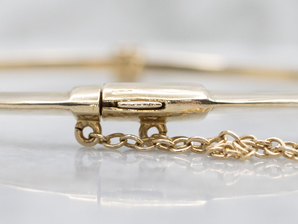 Polished Gold Bezel-Set Diamond Bangle Bracelet