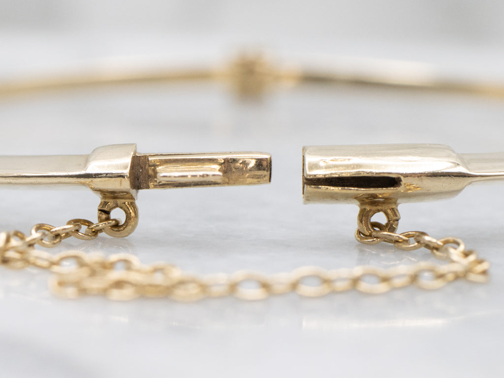 Polished Gold Bezel-Set Diamond Bangle Bracelet