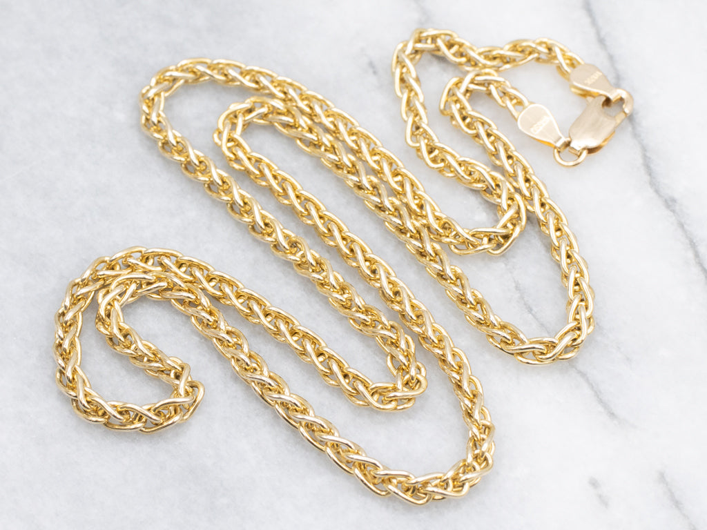 Heavy Italian Gold Wheat Chain with Lobster Clasp