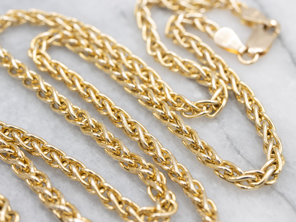Heavy Italian Gold Wheat Chain with Lobster Clasp