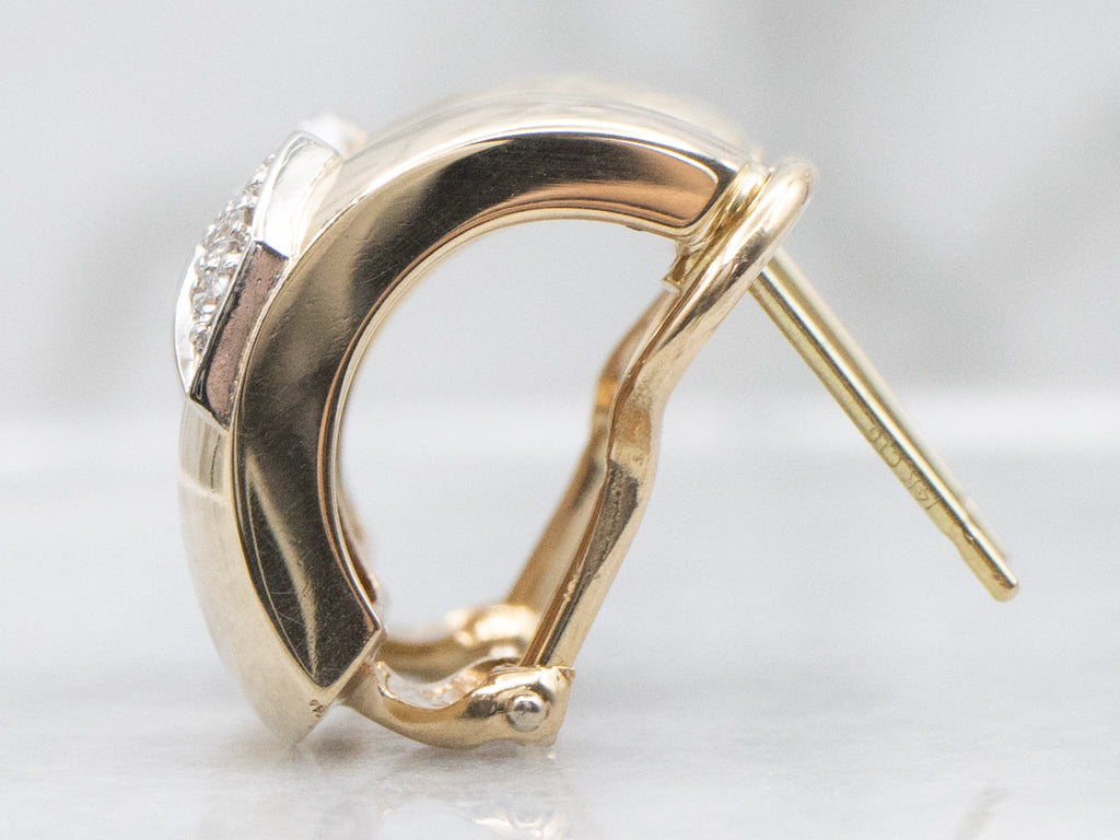 Bold Gold and Diamond Chevron Drop Earrings