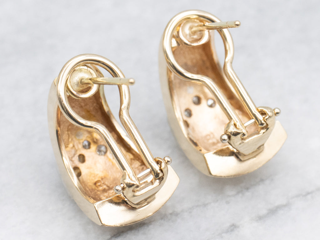 Bold Gold and Diamond Chevron Drop Earrings