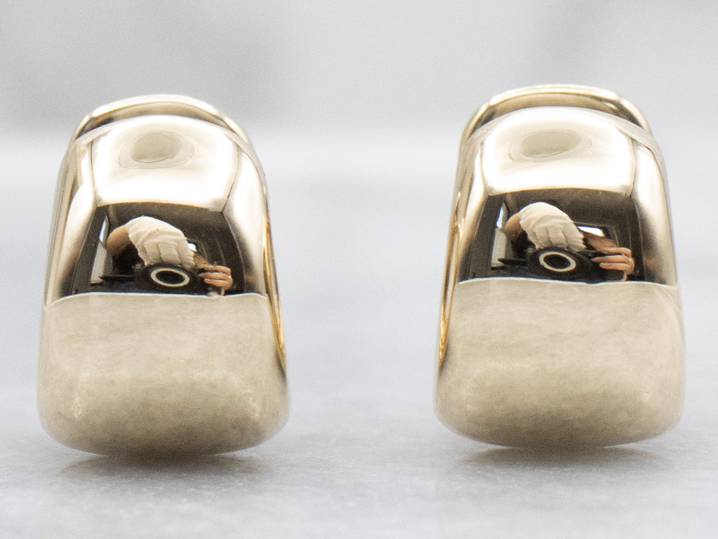 Wide Yellow Gold Huggie Hoop Earrings
