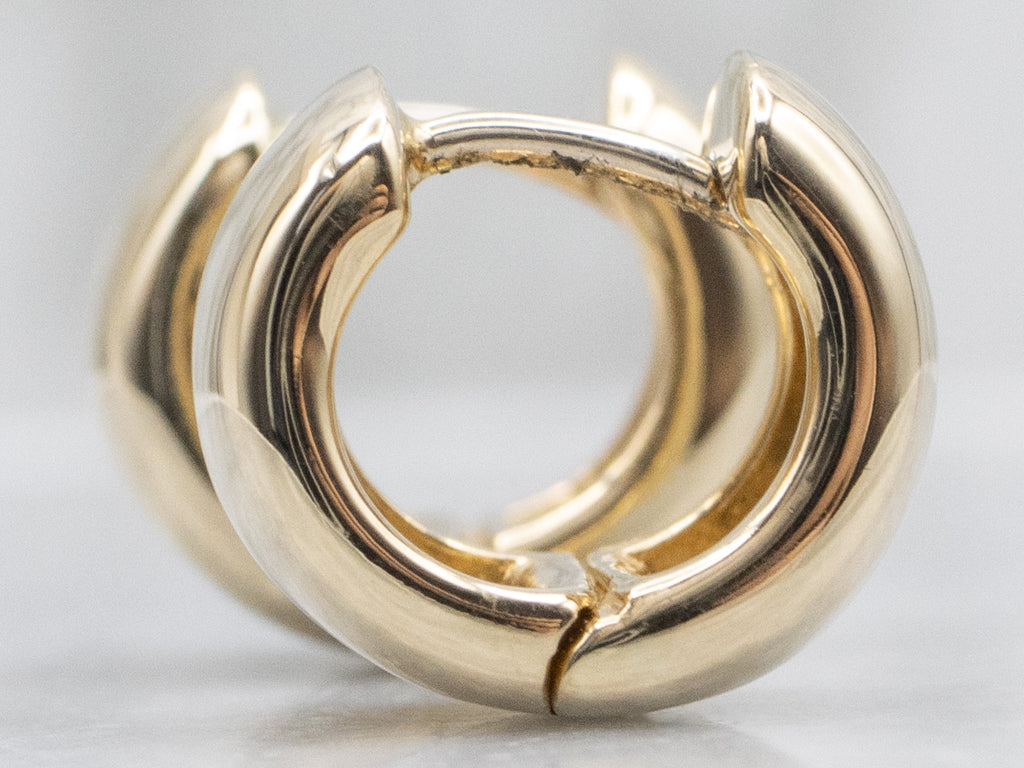 Wide Yellow Gold Huggie Hoop Earrings