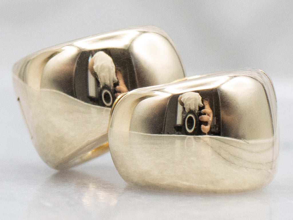 Wide Yellow Gold Huggie Hoop Earrings