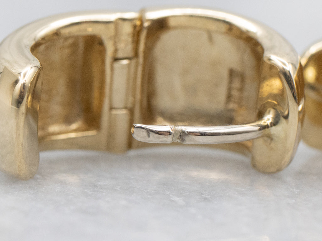Wide Yellow Gold Huggie Hoop Earrings