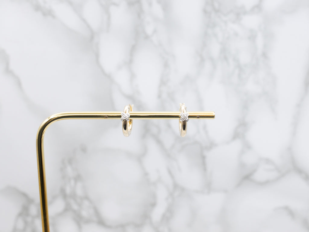 Criss-Cross Italian Gold Diamond Hoop Earrings
