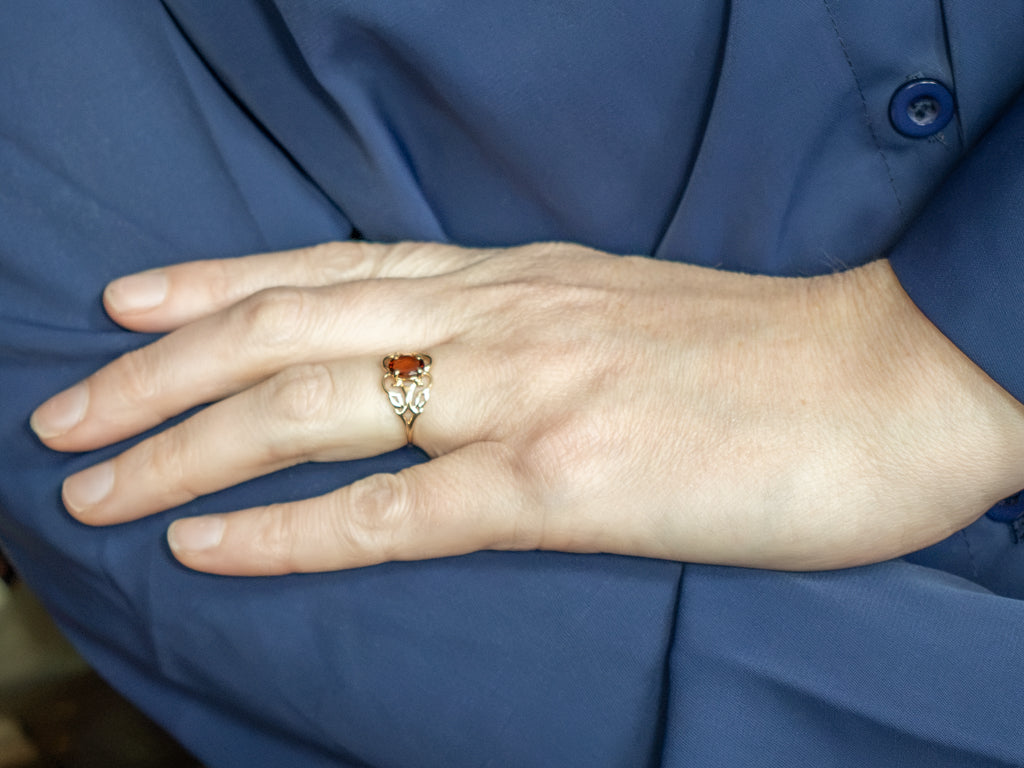 Scrolling Gold Citrine Solitaire Ring