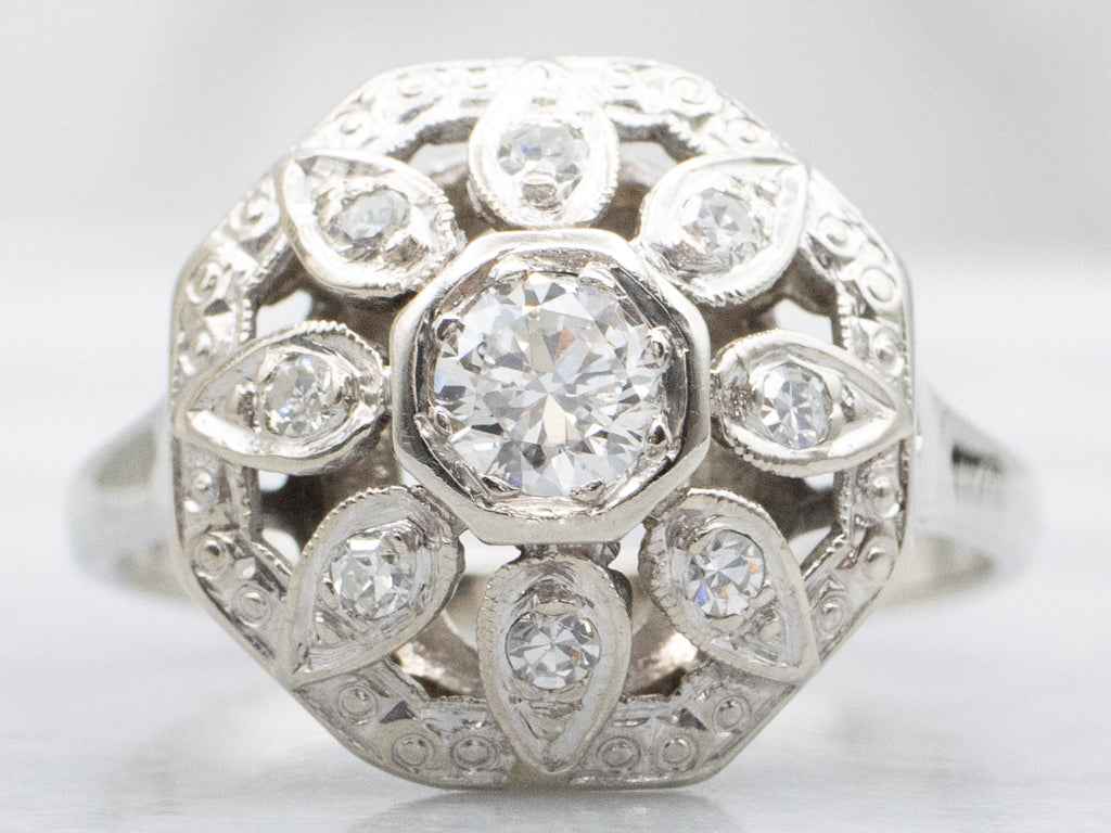 Antique Art Deco Diamond Bombe Cluster Ring
