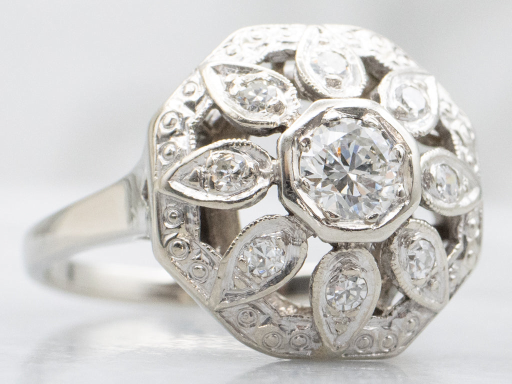 Antique Art Deco Diamond Bombe Cluster Ring