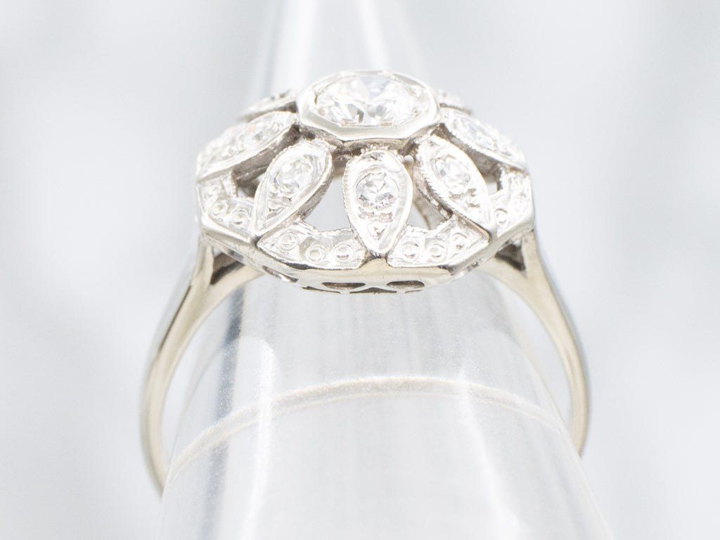 Antique Art Deco Diamond Bombe Cluster Ring