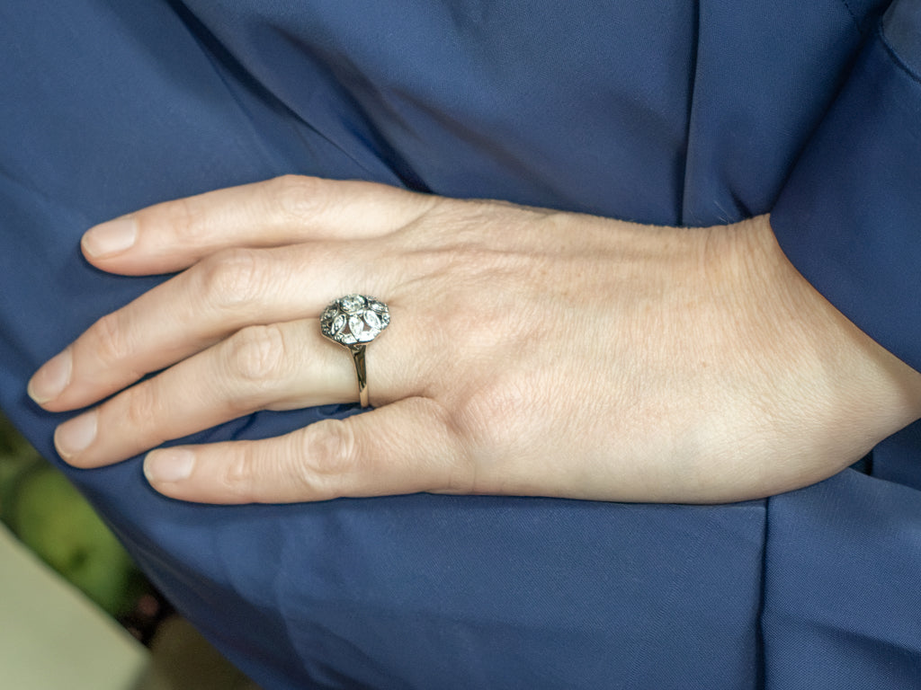 Antique Art Deco Diamond Bombe Cluster Ring